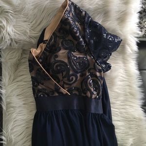 Blue lace top maxi dress